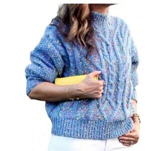 Fate Blue Multicolor Chunky Knit Sweater